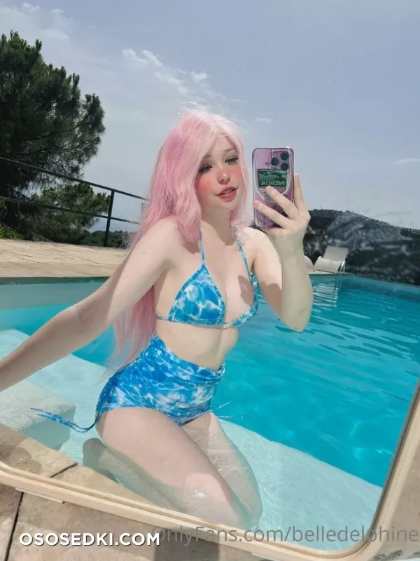 Belle Delphine. Blue Bikini. Pool - Photo 11