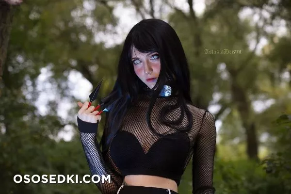 Astasia Dream. Hinata Hyuga. Naruto. Black Lingerie. Outdoors - Photo 3