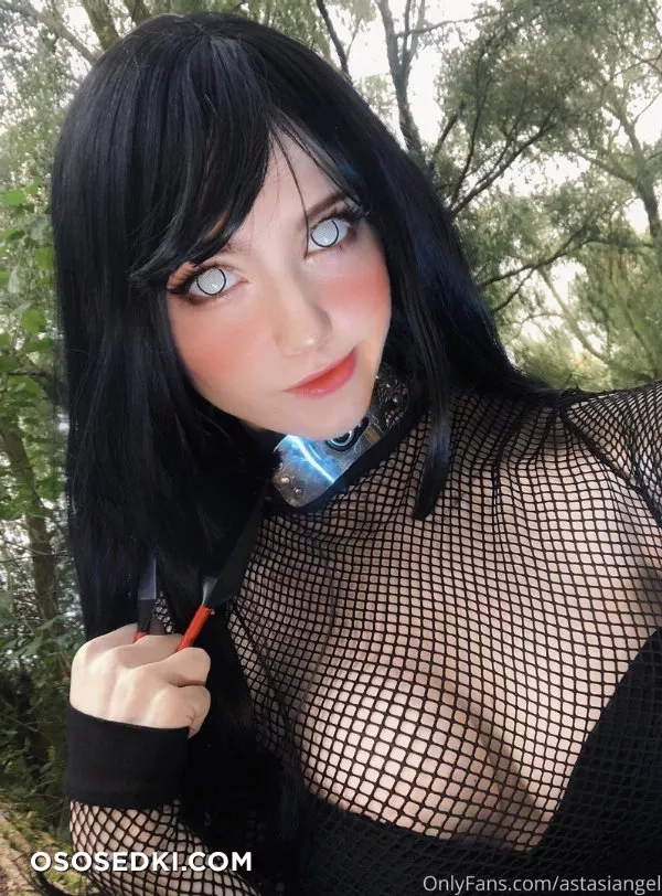 Astasia Dream. Hinata Hyuga. Naruto. Black Lingerie. Outdoors - Photo 9